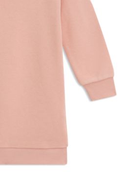 Vestito stile maglione per bambini in misto cotone con logo, Rosa chiaro