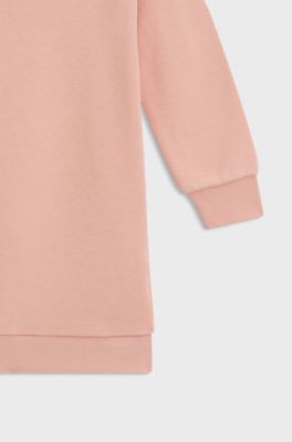 Robe pull en coton m&eacute;lang&eacute; &agrave; logo pour enfant, Rose clair