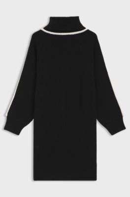 Kids' sweater dress with contrast details, Black
