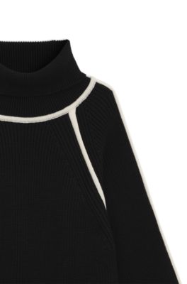 Sweaterjurk voor kinderen met contrastdetails, Zwart