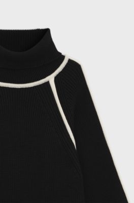 Kids' sweater dress with contrast details, Black