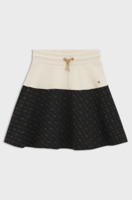 Jupe longue &agrave; imprim&eacute; monogramme pour enfant, Noir