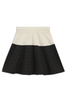 Kids' long skirt with monogram print, Black