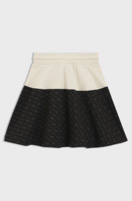 Jupe longue &agrave; imprim&eacute; monogramme pour enfant, Noir