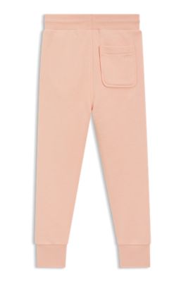 Pantaloni della tuta per bambini in misto cotone con pieghe sulla parte anteriore, Rosa chiaro