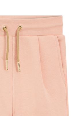 Pantaloni della tuta per bambini in misto cotone con pieghe sulla parte anteriore, Rosa chiaro