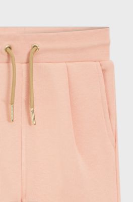 Pantaloni della tuta per bambini in misto cotone con pieghe sulla parte anteriore, Rosa chiaro