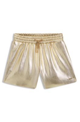 Bermuda per bambini color oro con coulisse in vita, Oro