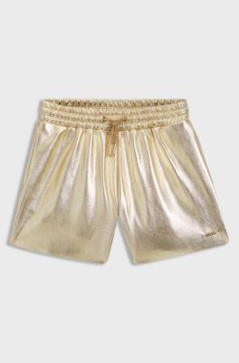 Short dor&eacute; avec taille &agrave; cordon de serrage pour enfant, Or