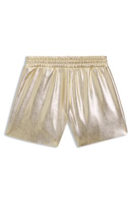 Bermuda per bambini color oro con coulisse in vita, Oro