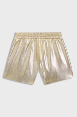Short dor&eacute; avec taille &agrave; cordon de serrage pour enfant, Or