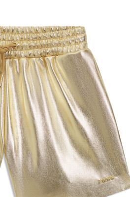 Bermuda per bambini color oro con coulisse in vita, Oro