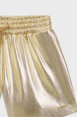 Bermuda per bambini color oro con coulisse in vita, Oro
