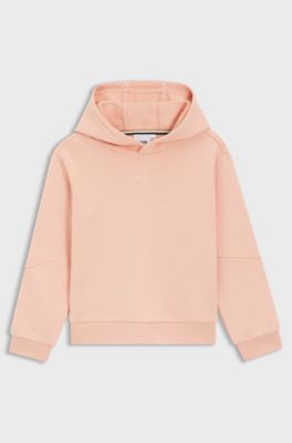 Kids' hoodie in cotton-blend fleece with logo print, light pink