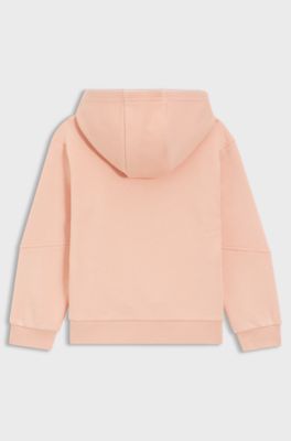 Kids' hoodie in cotton-blend fleece with logo print, light pink