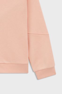 Kids' hoodie in cotton-blend fleece with logo print, light pink
