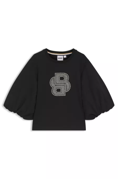 Camiseta para niños con mangas abullonadas y monograma Double B