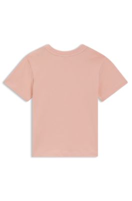 Kids' T-shirt in stretch cotton with logo print, light pink