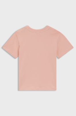 Kids' T-shirt in stretch cotton with logo print, light pink