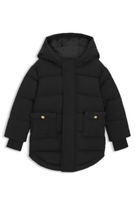 Kids' water-repellent puffer jacket with Double B monograms, Black