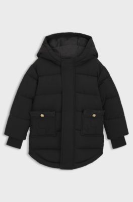 Kids' water-repellent puffer jacket with Double B monograms, Black