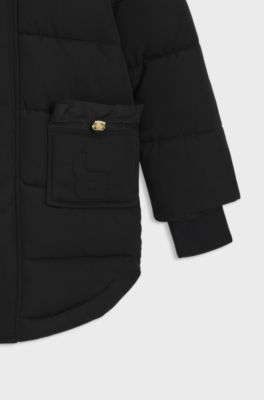 Giubbotto imbottito idrorepellente da bambini con monogrammi Double B, Nero