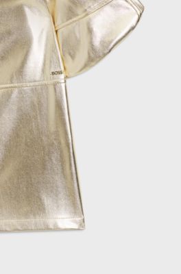 Kids' gold-tone dress with puff sleeves, Gold