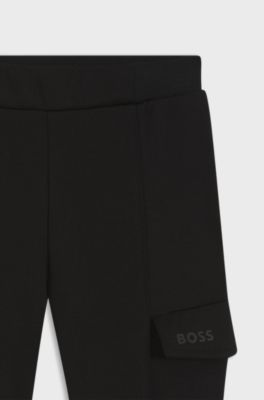 Kids' trousers in stretch piqu&eacute;, Black