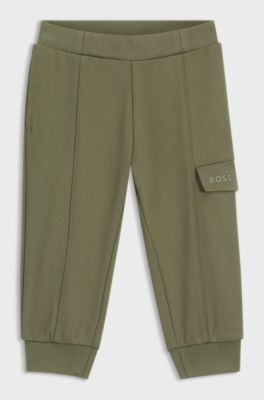 Kids' trousers in stretch piqu&eacute;, Dark Green