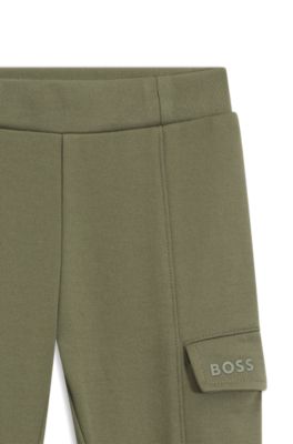 Kids' trousers in stretch piqu&eacute;, Dark Green
