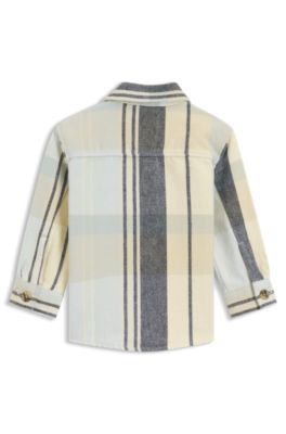 Kids' long-sleeved shirt in checked cotton, Light Blue