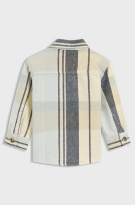 Kids' long-sleeved shirt in checked cotton, Light Blue