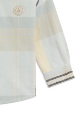 Kids' long-sleeved shirt in checked cotton, Light Blue