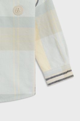 Kids' long-sleeved shirt in checked cotton, Light Blue