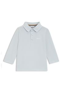 Kids' long-sleeved polo shirt in cotton piqué, Light Blue