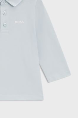 Kids' long-sleeved polo shirt in cotton piqu&eacute;, Light Blue