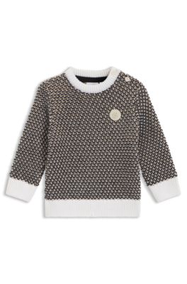 Kids' three-tone cotton sweater with Double B monogram, Black