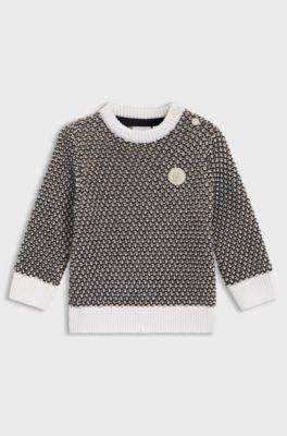 Kids' three-tone cotton sweater with Double B monogram, Black