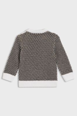 키즈 Double B 모노그램 쓰리 톤 코튼 스웨터, 블랙