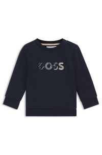 Kids' cotton-blend sweatshirt with embroidered logo, Dark Blue
