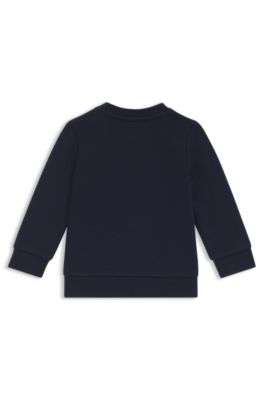 Kids' cotton-blend sweatshirt with embroidered logo, Dark Blue