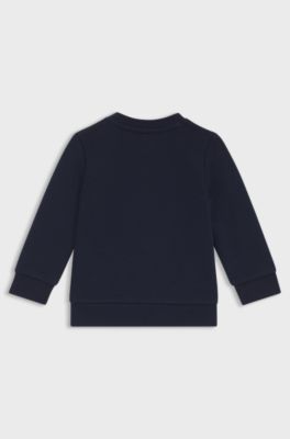 Sweatshirt voor kinderen van katoenmix met logostiksel, Donkerblauw