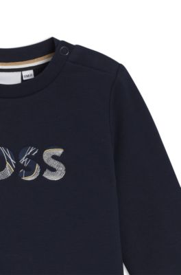 Kids' cotton-blend sweatshirt with embroidered logo, Dark Blue