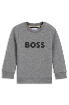 Kids' cotton-blend sweatshirt with logo print, Dark Grey