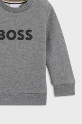 Sweatshirt til b&oslash;rn i en bomuldsblanding med logoprint, M&oslash;rkegr&aring;
