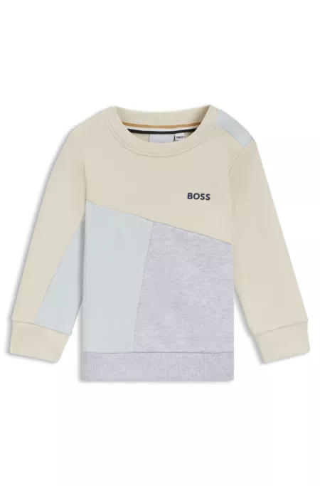 Sweat à capuche color block en polaire de coton mélangé pour enfant