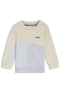 Kids' colour-block sweatshirt in cotton-blend fleece, Light Beige
