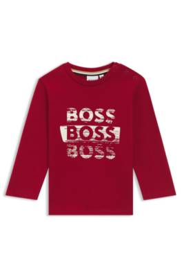 Kids' long-sleeved T-shirt in cotton with repeat logos