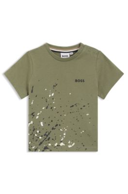Kids' T-shirt in cotton jersey with printed artwork, Dark Green