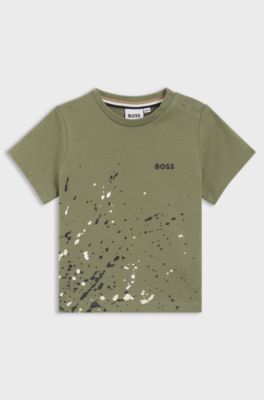 T-shirt f&ouml;r barn i bomullsjersey med tryckt motiv, M&ouml;rkgr&ouml;n